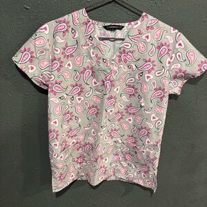 Colorful Paisley Women's Cassandra O Scrub Top